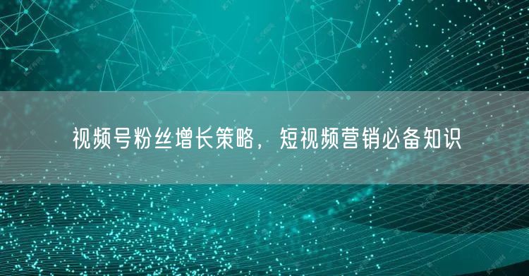 视频号粉丝增长策略，短视频营销必备知识