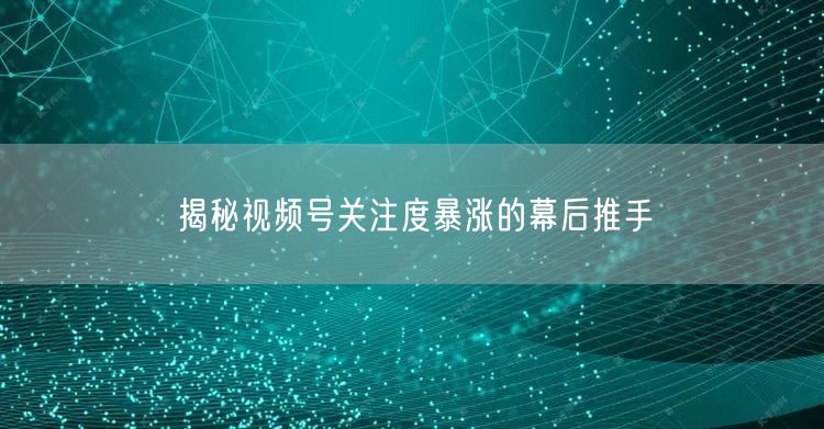 揭秘视频号关注度暴涨的幕后推手