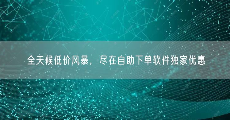 全天候低价风暴，尽在自助下单软件独家优惠